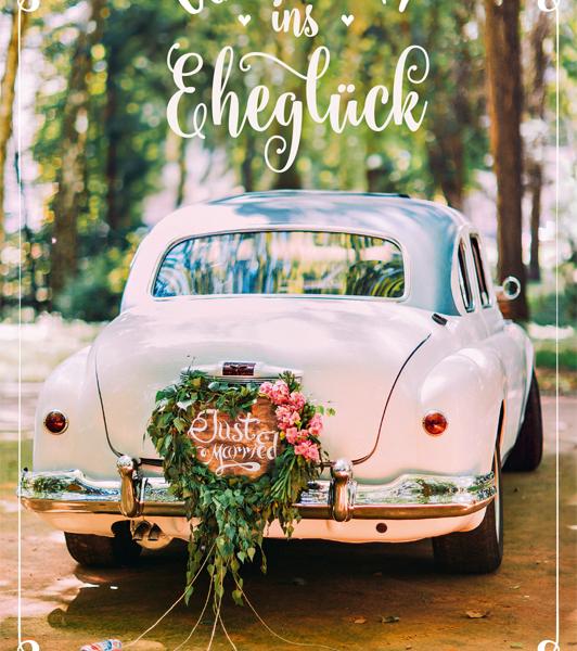 ABC Hochzeitskarte B6 51540 Auto Blumenherz