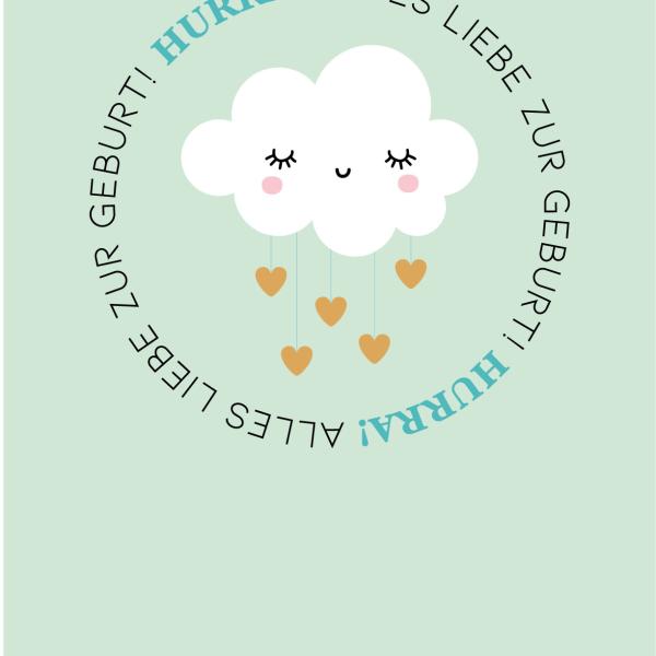 ABC Glückwunschkarte Baby B6 52652 Wolke mit Herzen