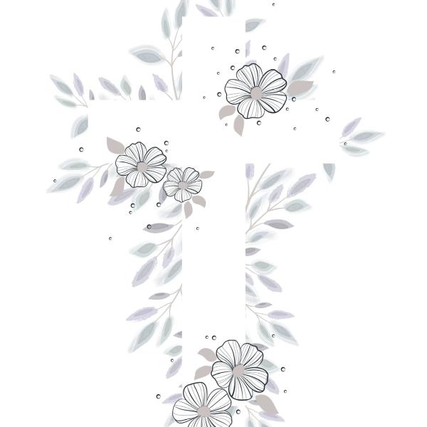 ABC Trauerkarte FR B6 53161 Blumen Kreuz