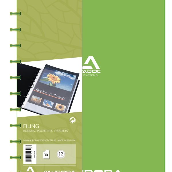 ADOC Sichtbuch PP transparent A4 5532.200 grün 30 Taschen
