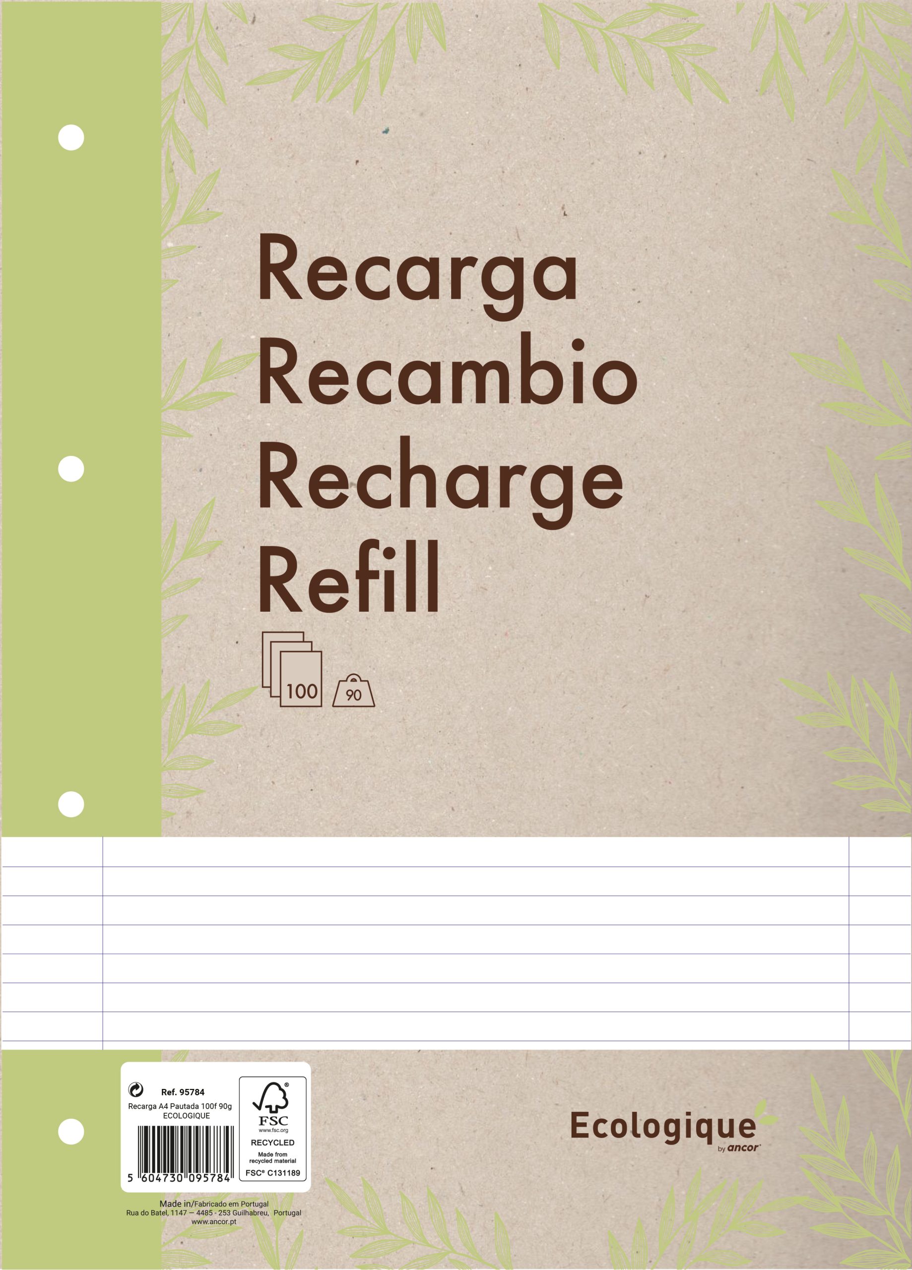 ANCOR-116120-5604730116120 ANCOR Refill Blätter A4 116120 ECOLOGIQUE,90g,liniert 100 Bl. – Hochwertig & günstig bei ShopDeca