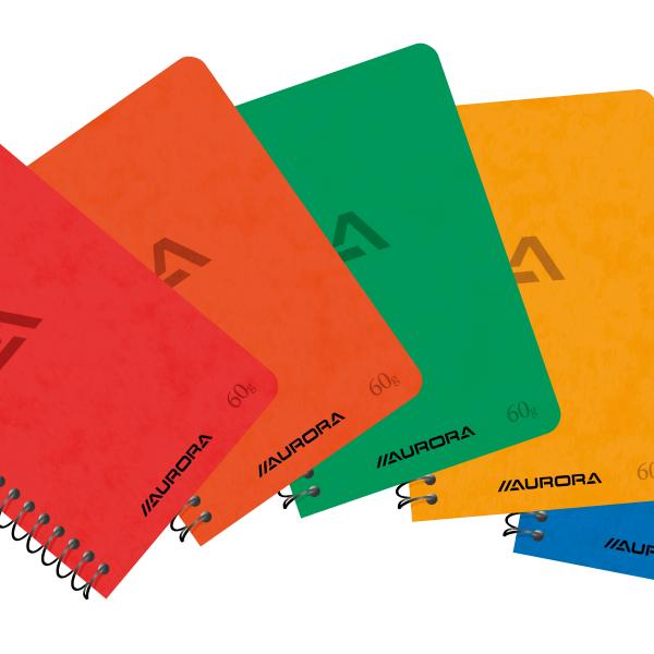 AURORA Spiralheft 7,5x11cm 1140GQ5 assortiert, kariert 5mm 80 S.