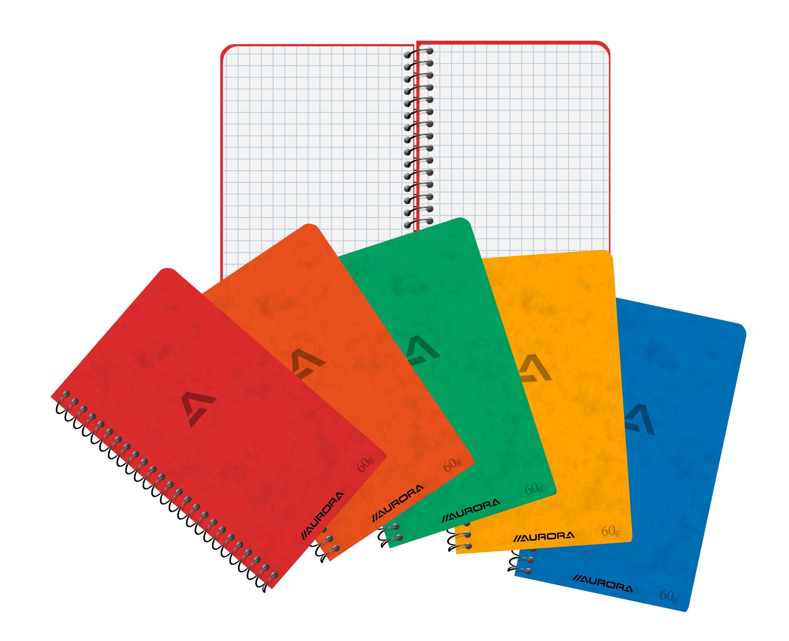 AURORA-1450GQ5-5411028020263 AURORA Spiralheft 8x13,5cm 1450GQ5 assortiert, kariert 5mm 100 S. – Hochwertig & günstig bei ShopDeca