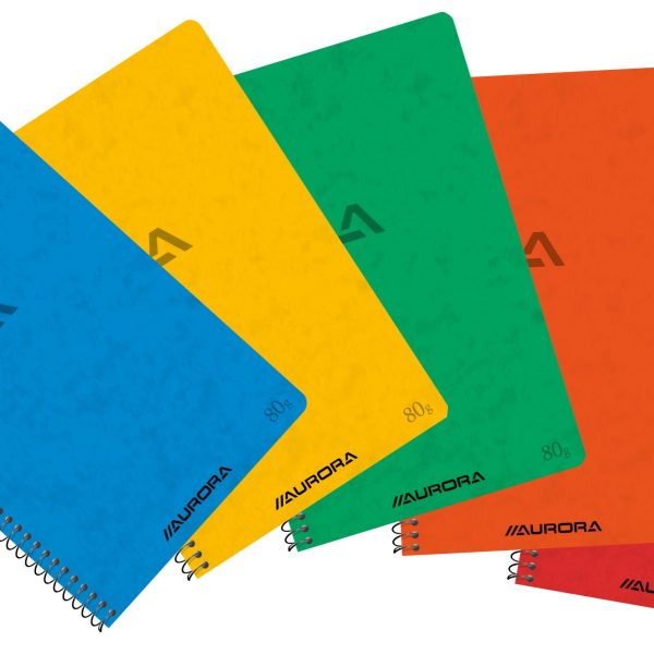 AURORA Spiralheft 12,5x19,5cm 1960KQ5 assortiert, kariert 5mm 120 S.