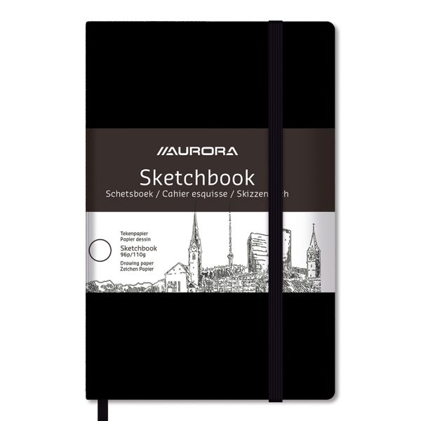 AURORA Skizzenbuch Raphael A4 8148Z schwarz, 110g, 96 Seiten
