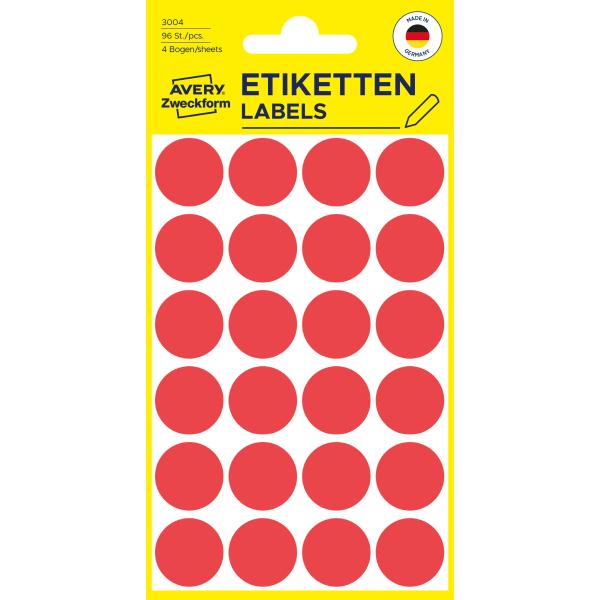 AVERY ZWECKFORM Markierungspunkte 18mm 3004 rot 96 Stück