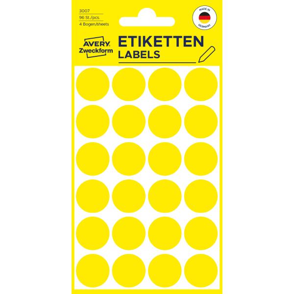 AVERY ZWECKFORM Markierungspunkte 18mm 3007 gelb 96 Stück