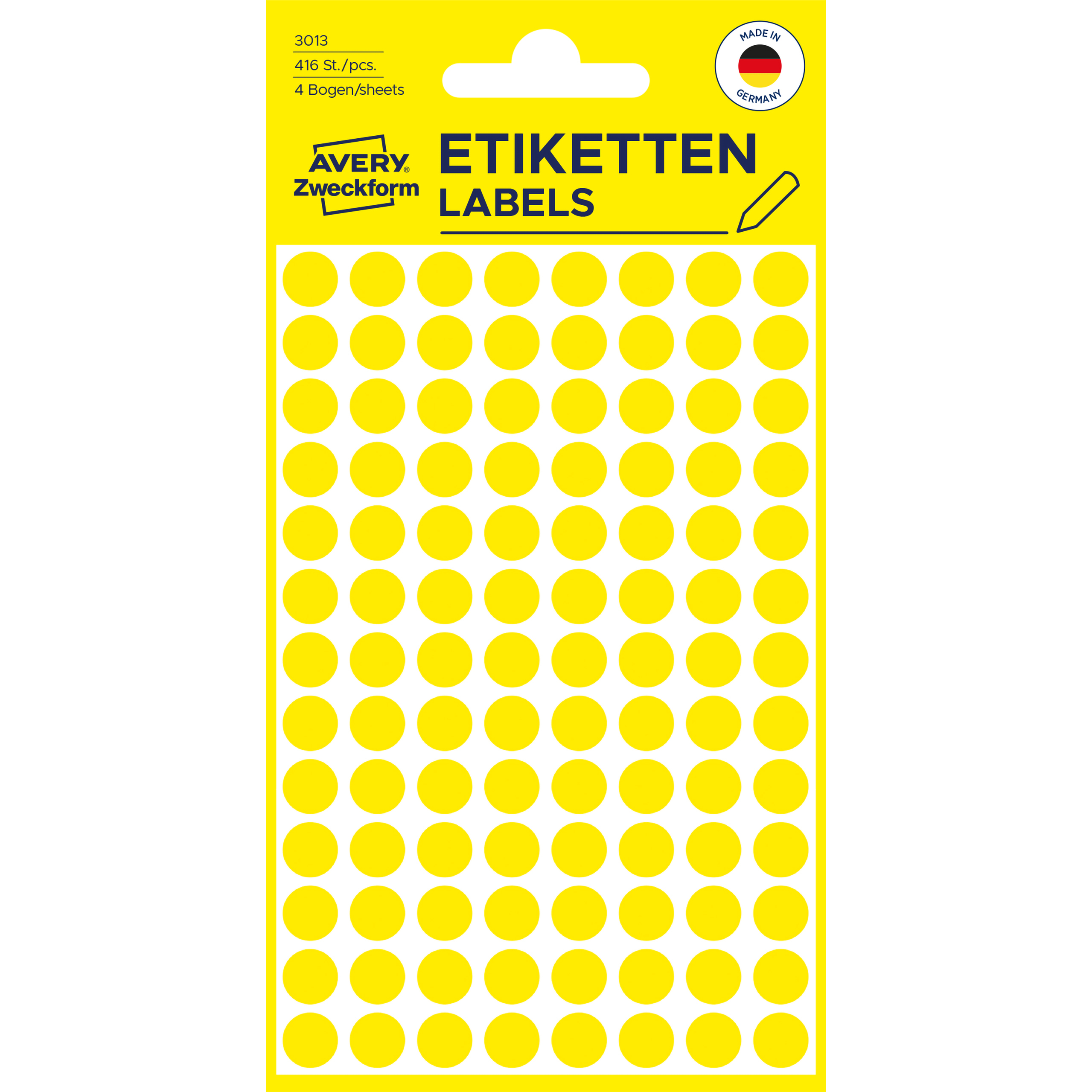 AVERY-ZWECKFORM-3013-4004182030134 AVERY ZWECKFORM Markierungspunkte 8mm 3013 gelb 416 Stück – Hochwertig & günstig bei ShopDeca