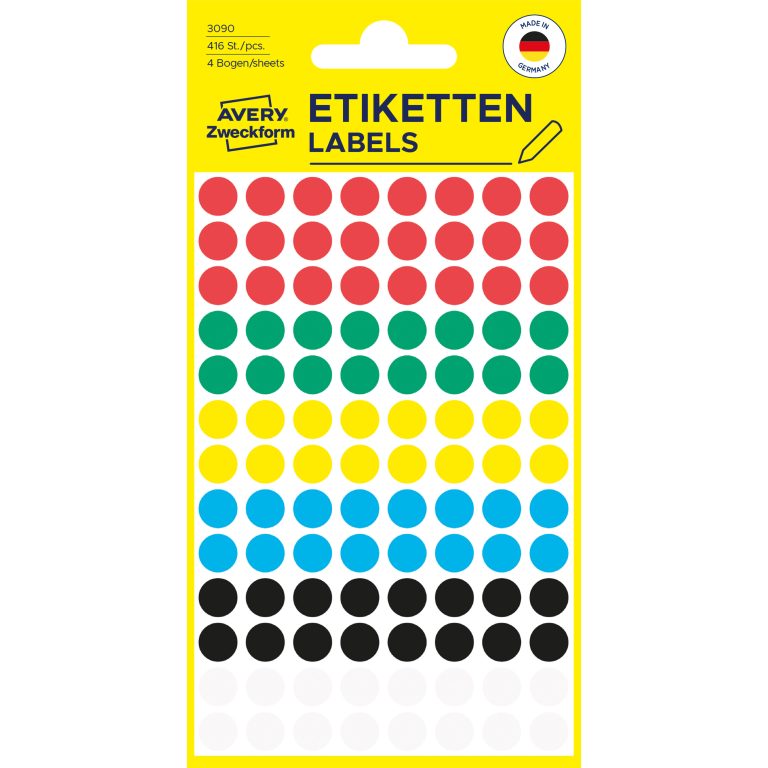 AVERY ZWECKFORM Markierungspunkte 8mm 3090 ass. 416 Stück