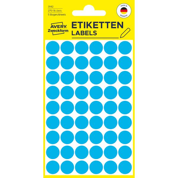 AVERY ZWECKFORM Markierungspunkte 12mm 3142 blau 270 Stück