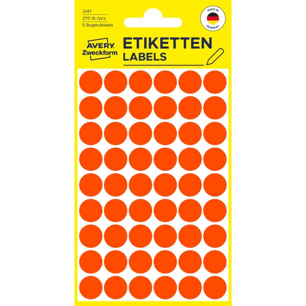 AVERY ZWECKFORM Markierungspunkte 12mm 3147 rot 270 Stück