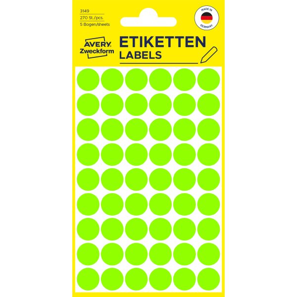 AVERY ZWECKFORM Markierungspunkte 12mm 3149 grün 270 Stück
