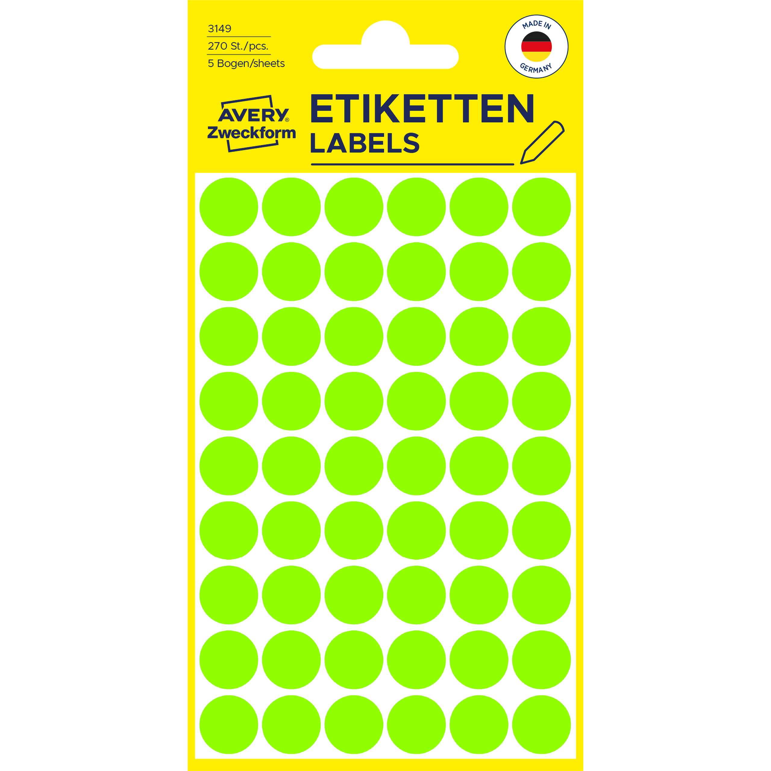 AVERY-ZWECKFORM-3149-4004182031490 AVERY ZWECKFORM Markierungspunkte 12mm 3149 grün 270 Stück – Hochwertig & günstig bei ShopDeca