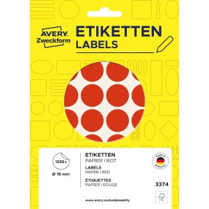 AVERY ZWECKFORM Markierungspunkte 18mm 3374 rot 1056 Stück