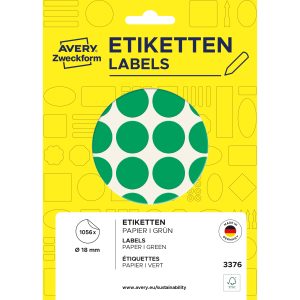 AVERY ZWECKFORM Markierungspunkte 18mm 3376 grün 1056 Stück