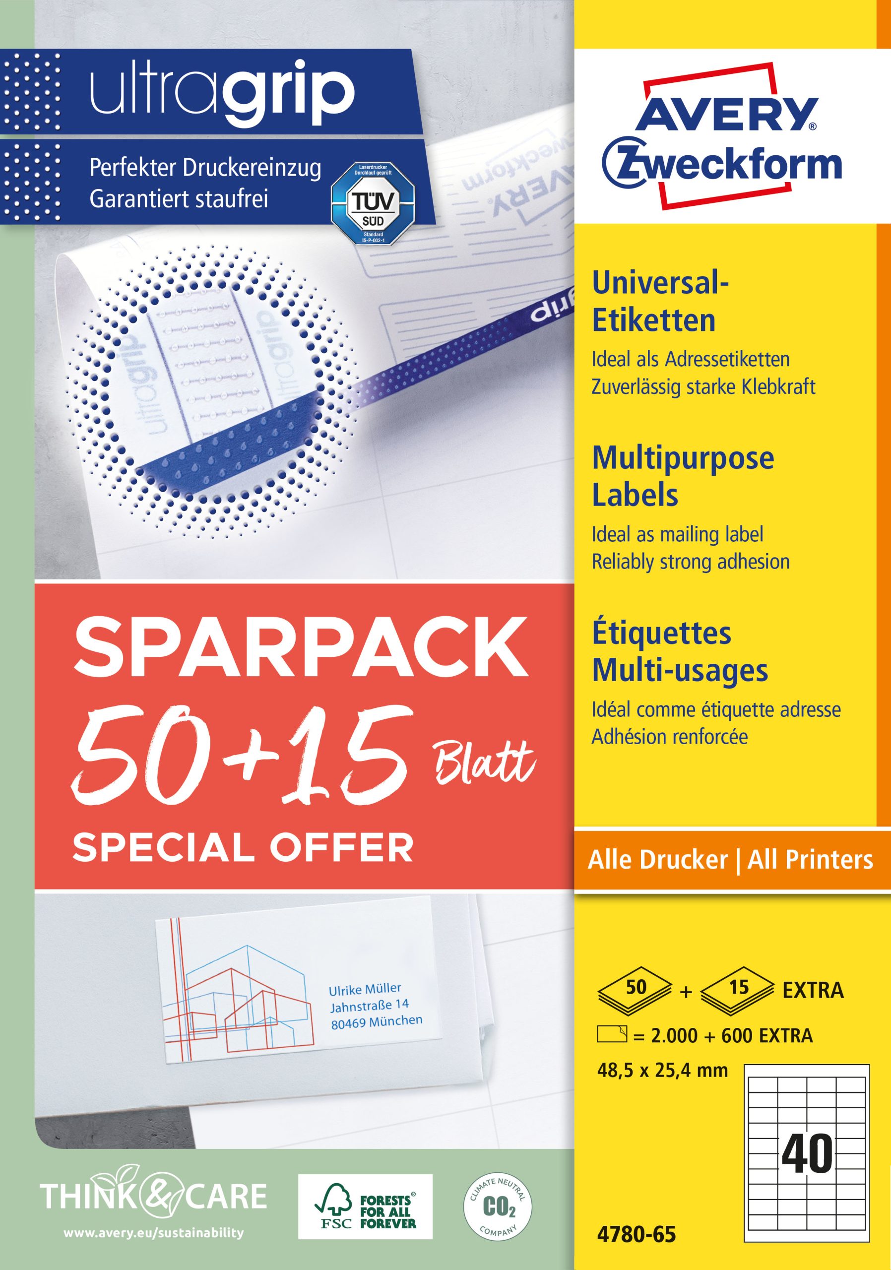 AVERY-ZWECKFORM-4780-65-4004182347805 AVERY ZWECKFORM Universal-Etiketten 485x254mm 4780-65 weiss 50+15 Blatt – Hochwertig & günstig bei ShopDeca