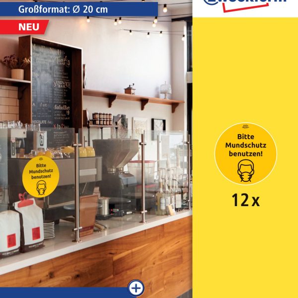 AVERY ZWECKFORM Hinweis-Aufkleber DE 20cm 49404 Mundschutz 12 Stück