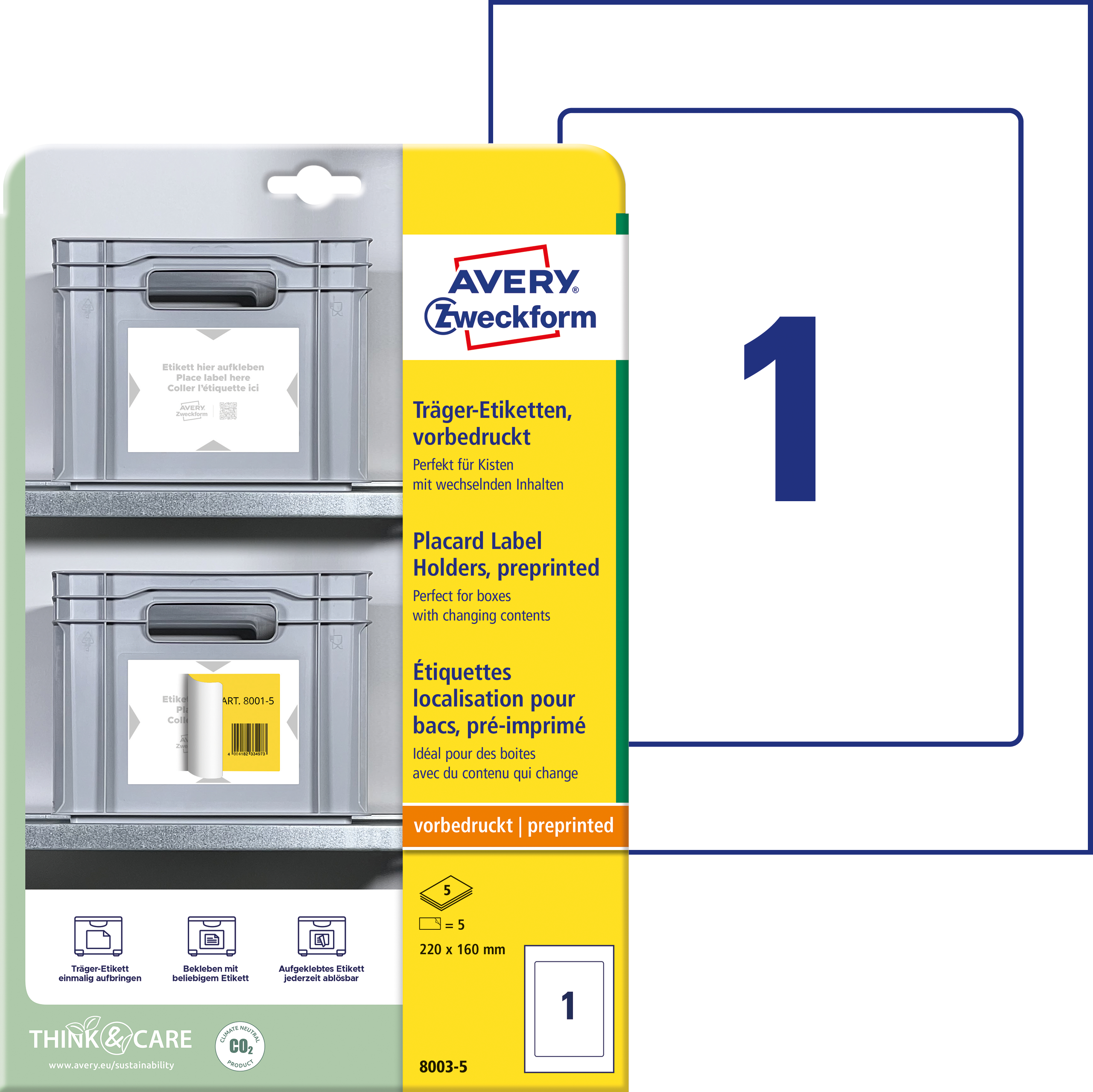 AVERY-ZWECKFORM-8003-5-4004182335000 AVERY ZWECKFORM Träger-Etiketten 220x160mm 8003-5 hellgrau 5 Stk./5 Blatt – Hochwertig & günstig bei ShopDeca