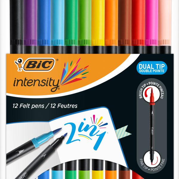 BIC Fasermalstift Dual Brush 989695 12 Stück, Farben ass.