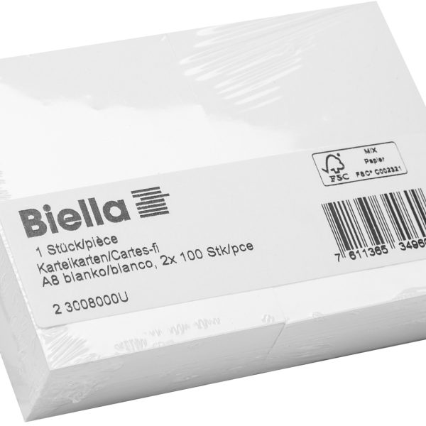 BIELLA Karteikarten blanko A8 23008000U weiss 200 Stück