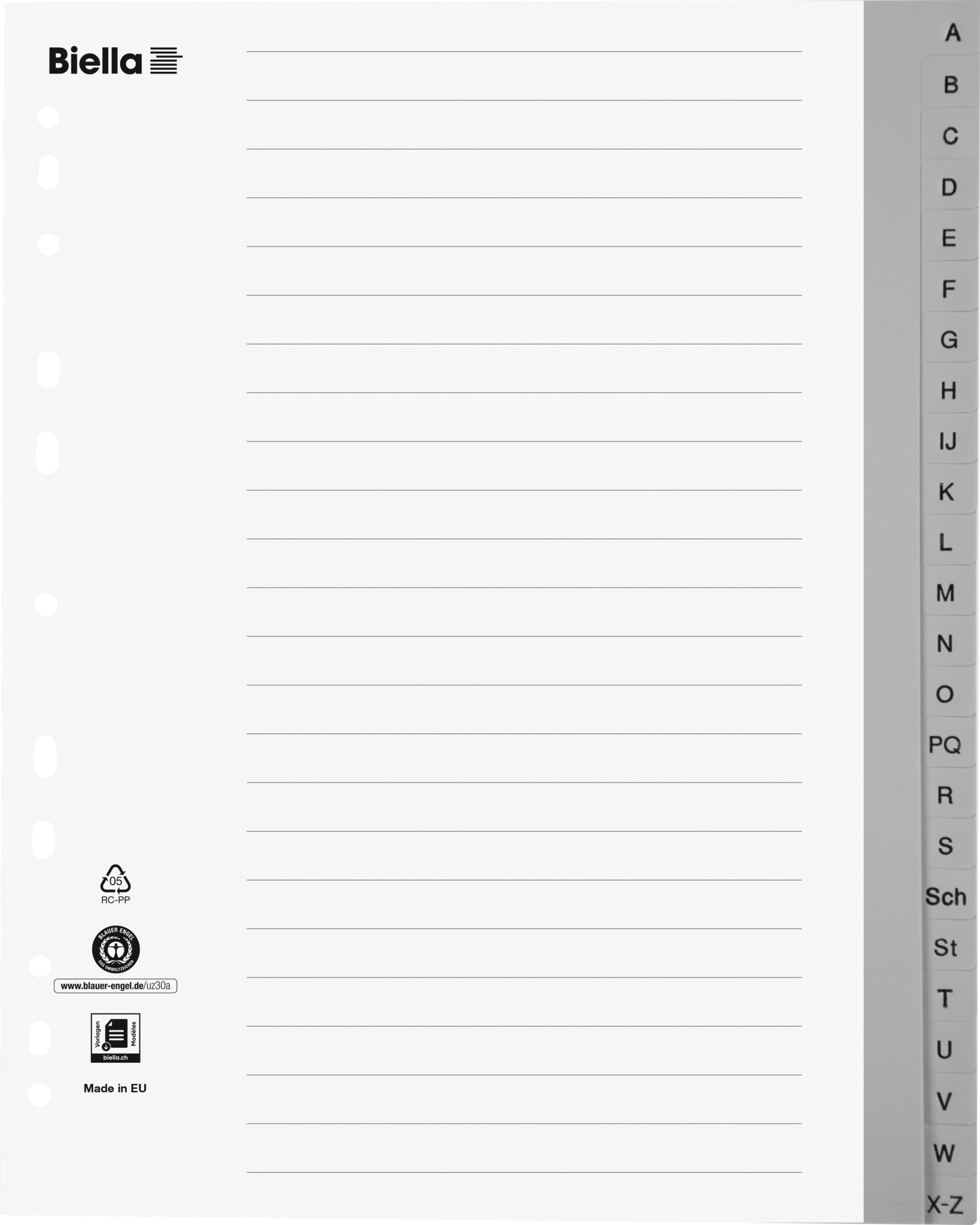 BIELLA-47842400U-7611365288809 BIELLA Register PP A4+ 47842400U grau A-Z 24-teilig – Hochwertig & günstig bei ShopDeca