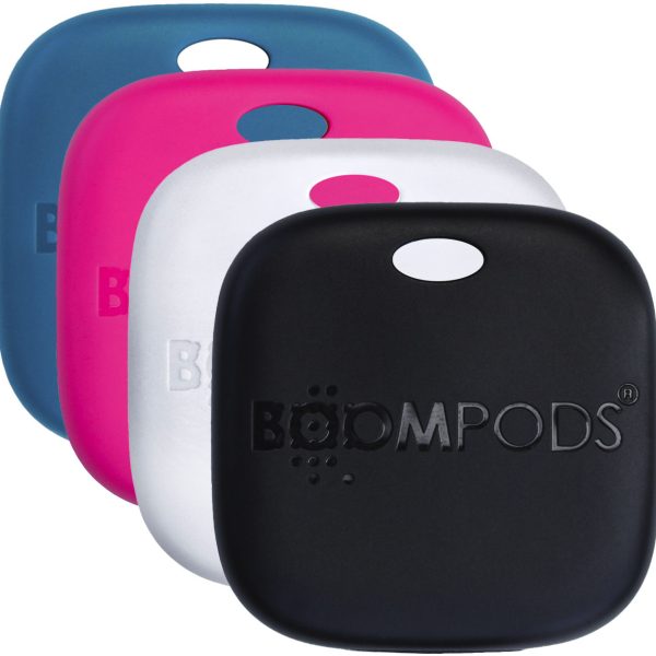 BOOMPODS Boomtag Rechargeable Multi TAGRE4 Black, Blue, White, and Pink
