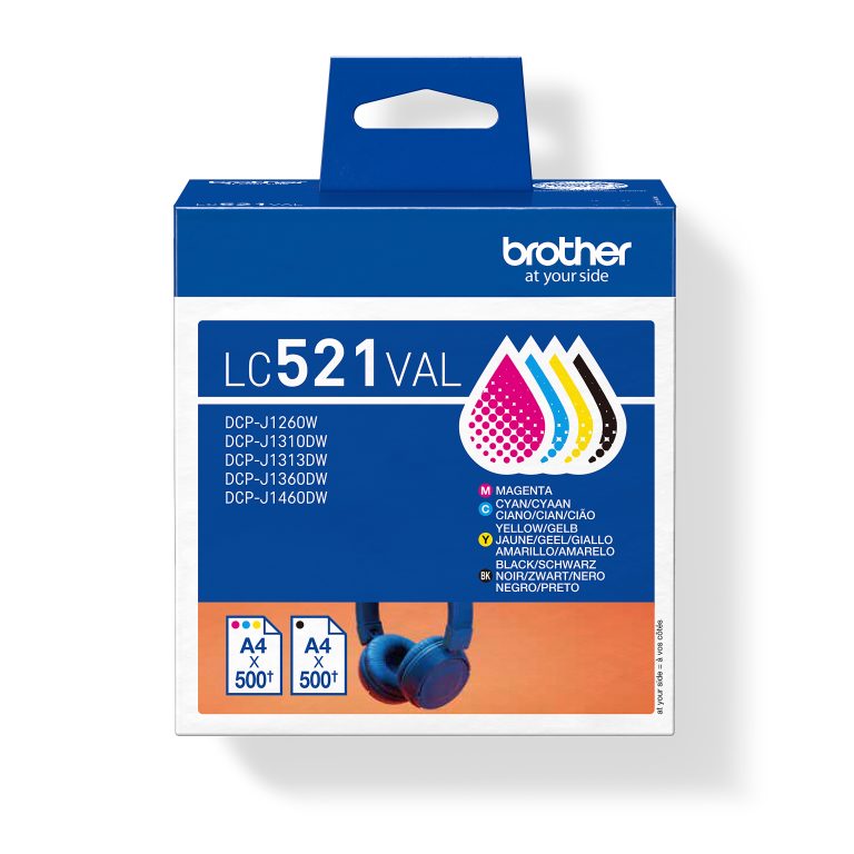 BROTHER Valuepack Tinte CMYBK LC-521VAL DCP-J1360DW 500 Seiten