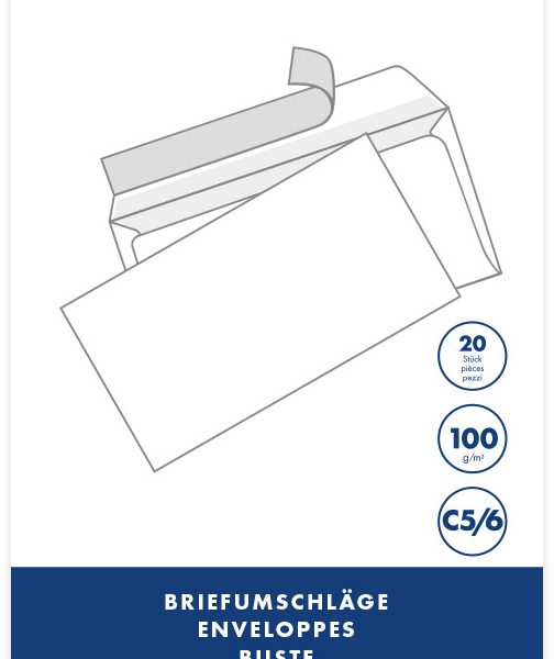 BÜROLINE Couvert o/Fenster C5/6 104587 100g, weiss 20 Stück