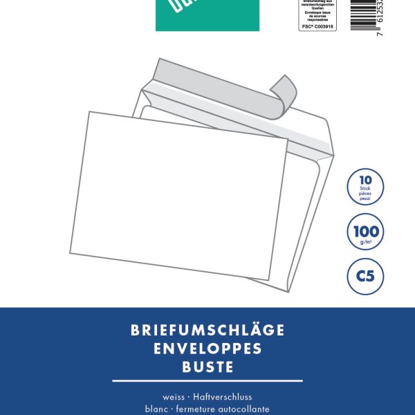 BÜROLINE Couvert o/Fenster C5 104588 100g, weiss 10 Stück