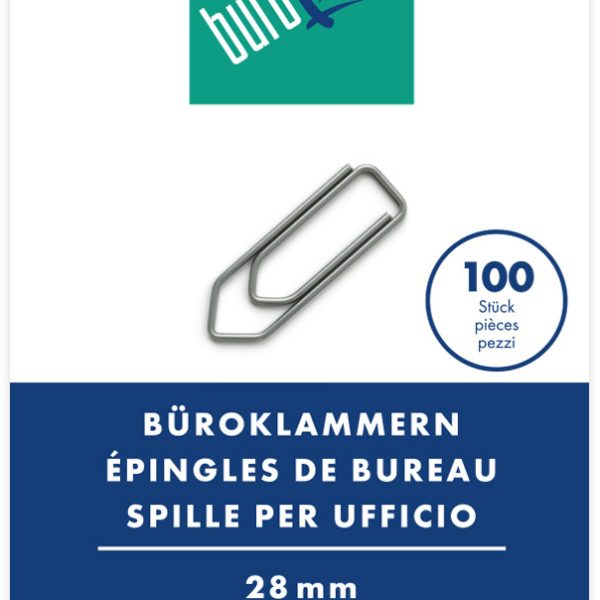 BÜROLINE Büroklammern Gr.3 110103 vernickelt, 28mm 100 Stück