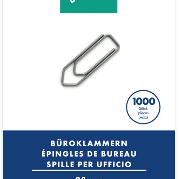 BÜROLINE Büroklammern Gr.3 110113 vernickelt, 28mm 1000 Stück