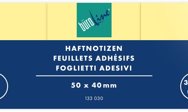 BÜROLINE Haftnotizen 50x40mm 133030 gelb 3x100 Blatt