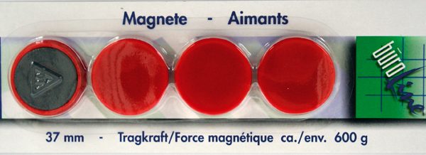 BÜROLINE Magnet 37 mm 392631 rot 4 Stück