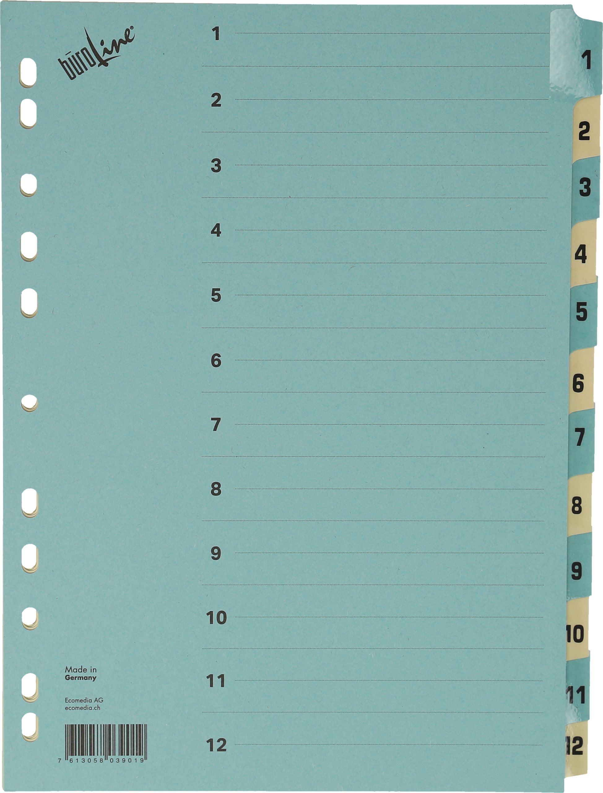 BUEROLINE-40550-7613058039019 BÜROLINE Kartonregister A4 40550 blau/beige 1-12 – Hochwertig & günstig bei ShopDeca