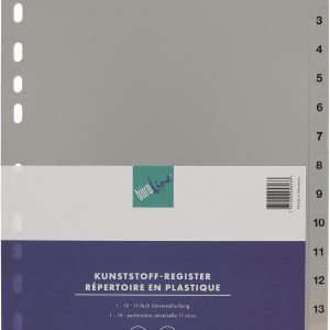 BÜROLINE Register PP A4 40940 grau 1-15