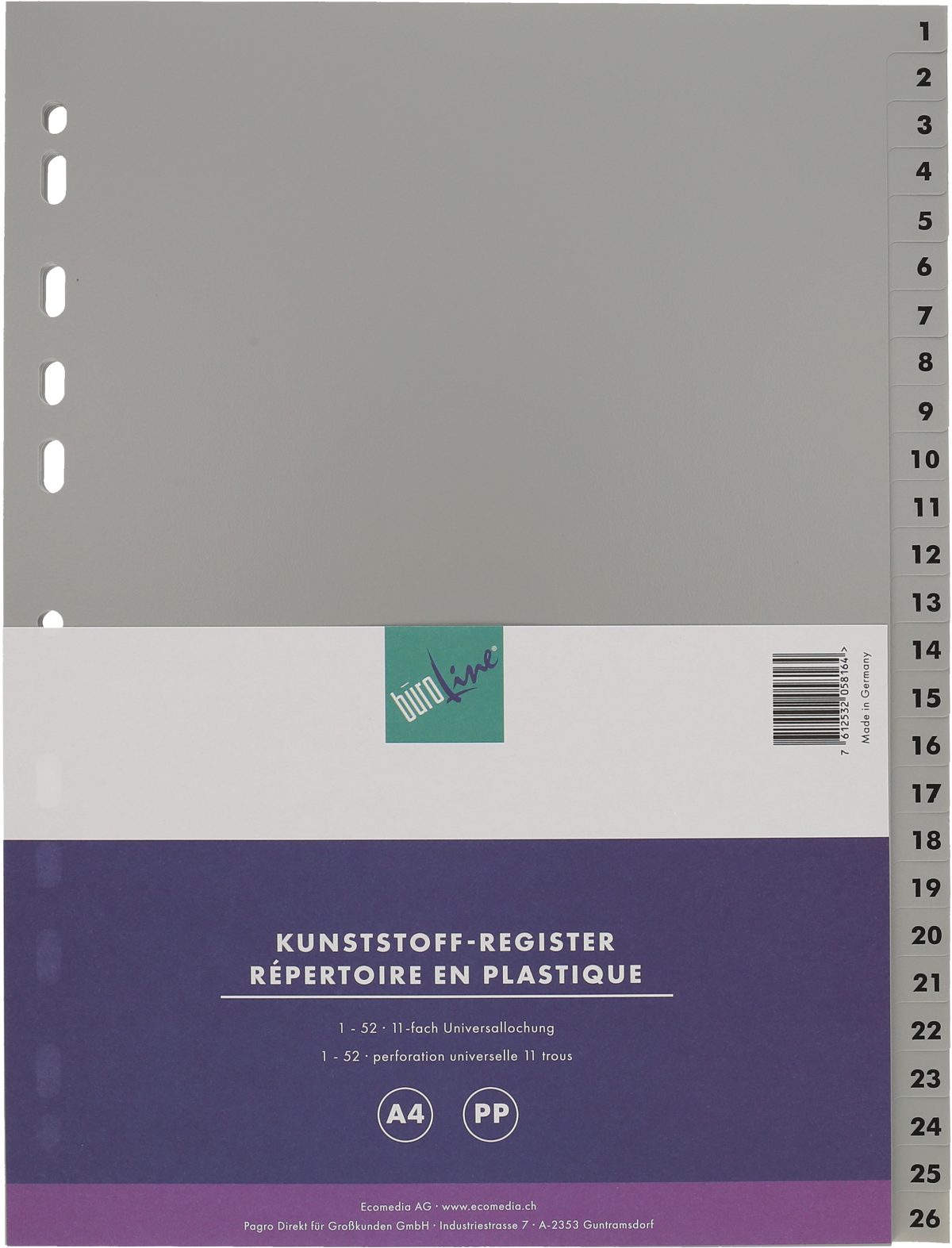 BÜROLINE Register PP A4 40947 grau 1-52 – Hochwertig & günstig bei ShopDeca