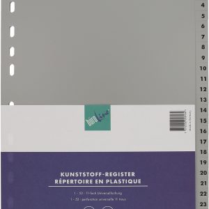 BÜROLINE Register PP A4 40947 grau 1-52