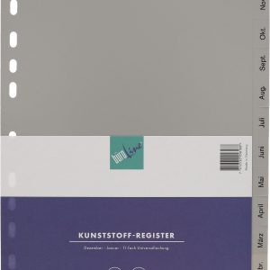 BÜROLINE Register PP A4 40951 grau Dez-Jan DE
