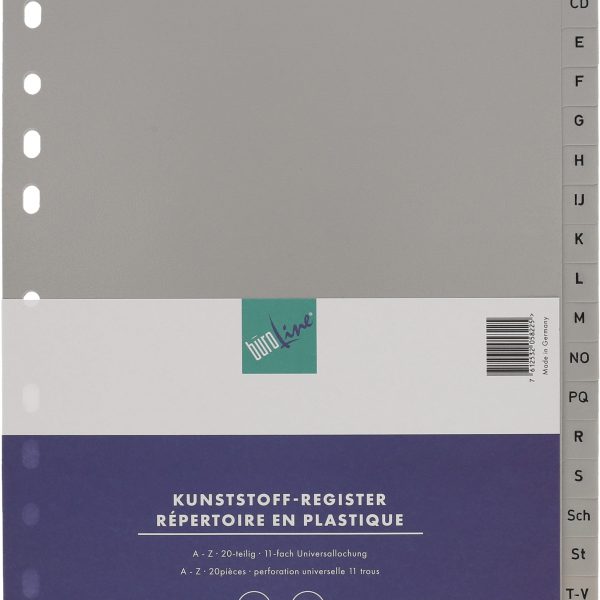 BÜROLINE Register PP A4 40958 grau A-Z 20-teilig