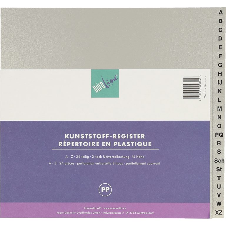 BÜROLINE Register PP A4 3/4 H. 40958 grau A-Z 20-teilig