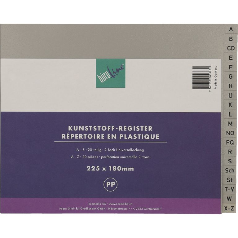 BÜROLINE Register PP 1/2 H. 40963 grau A-Z 20-teilig