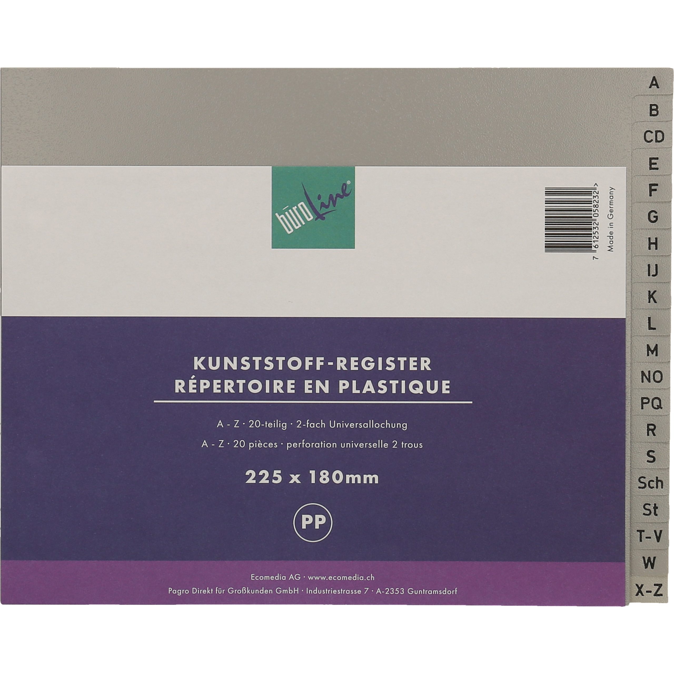 BUEROLINE-40963-7612532058232 BÜROLINE Register PP 1/2 H. 40963 grau A-Z 20-teilig – Hochwertig & günstig bei ShopDeca