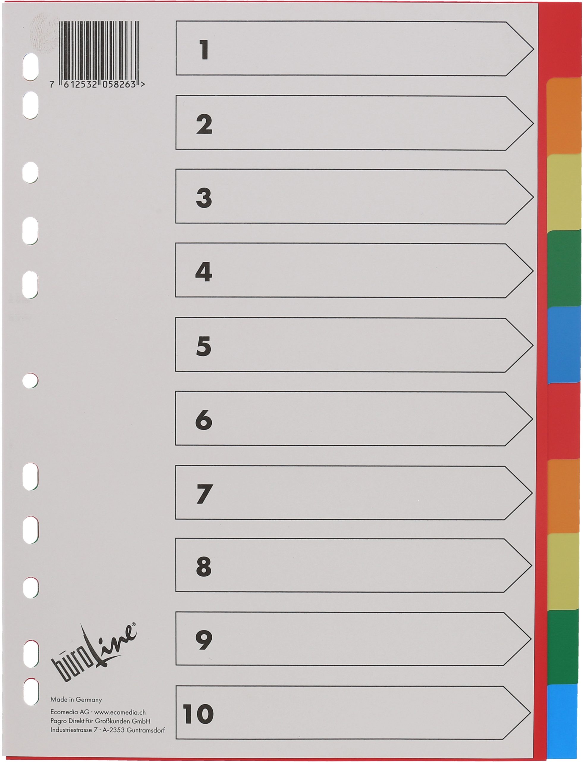 BUEROLINE-40983-7612532058263 BÜROLINE Register PP A4 40983 bunt 10-teilig – Hochwertig & günstig bei ShopDeca