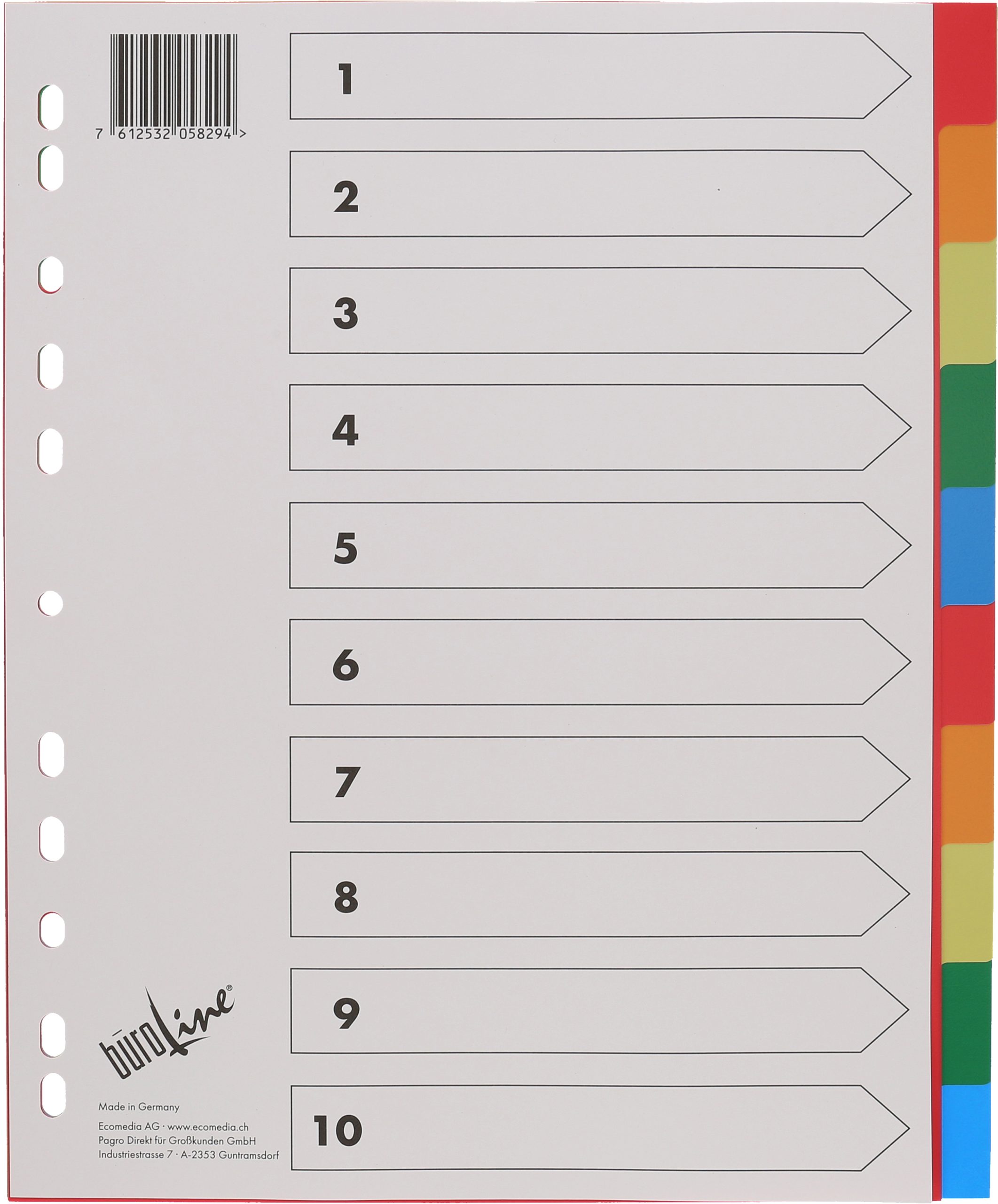 BUEROLINE-40990-7612532058294 BÜROLINE Register PP A4+ 40990 multicolor 10-teilig – Hochwertig & günstig bei ShopDeca