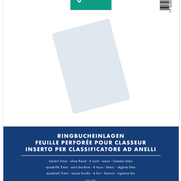 BÜROLINE Ringbucheinlagen A4 501003 kariert, 5mm, 100g 100 Blatt