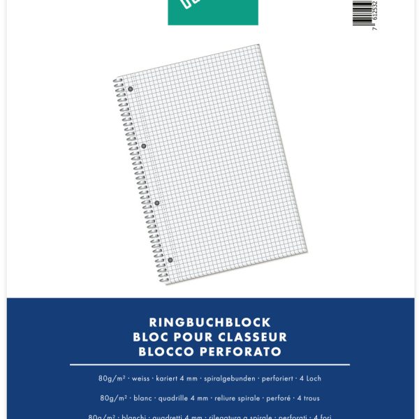 BÜROLINE Ringbuchblock A4 545016 kariert, 4mm, 80g 80 Blatt