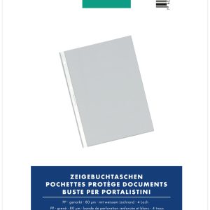 BÜROLINE Zeigetaschen PP 80 my A4 620235 transparent, genarbt 25 Stück