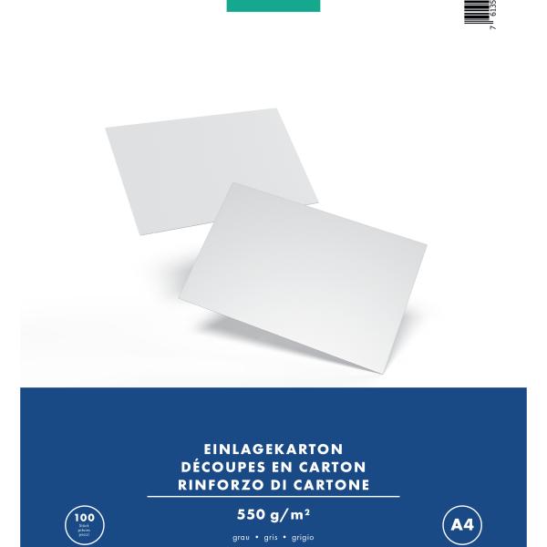 BÜROLINE Einlagekarton für A4 88365752 550g, grau 100 Stück