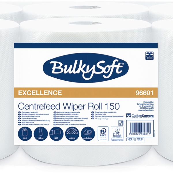 BULKYSOFT Putztuchrolle 2-lagig 19x38cm 26137 Midi, Premium weiss 6 Rollen