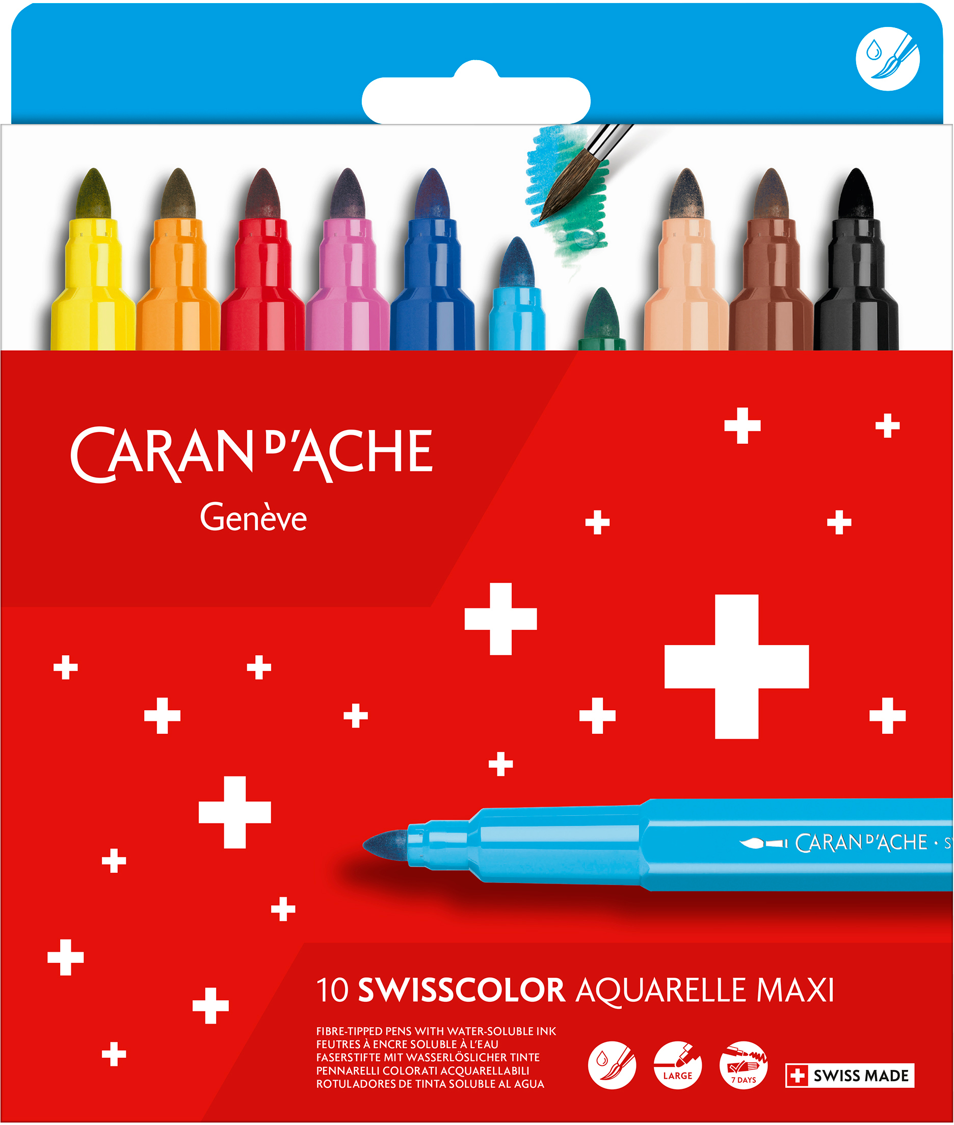 CARAN-DACHE-195.41-7630002354929 CARAN D'ACHE Fasermaler Swisscolor Maxi 195.41 10 Stück – Hochwertig & günstig bei ShopDeca